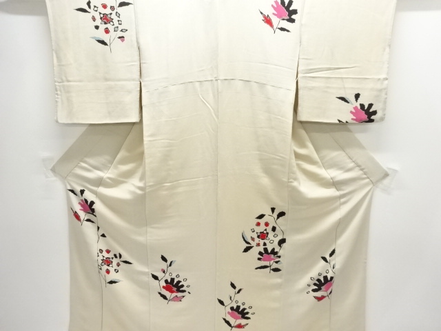 アンティーク　錦紗抽象花模様着物